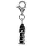 Les Tr&eacute;sors De Lily [Q4910] - Pendentif charm argent 'Big Ben' noir argent&eacute; (rhodi&eacute;) - 13x3 mm h&otilde;be