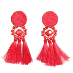 Les Tr&eacute;sors De Lily [Q5755] - Boucles Cr&eacute;ateur 'Tahitienne' rouge dor&eacute; - 90x50 mm punane