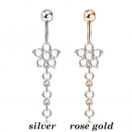 1 tk Drop Body Piercing Dangle Navel Belly Button Bar kangir&otilde;ngad valge