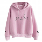 Scione Pullover Pusad Naiste Kass Kawaii Poleron Mujer Pingutusn&ouml;&ouml;riga Hoodie Kooli Streetwear Hoodie S roosa