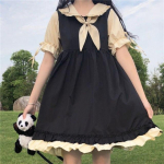 Naiste kleit Preppy Kawaii avar vibu lapiline Lolita armas populaarne kleit S must