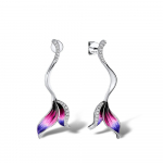 Klassikaline mood naiste k&otilde;rvar&otilde;ngaste jaoks V&auml;rvilised merineitsi saba, pika tutiga k&otilde;rvar&otilde;ngad k&auml;sitsi valmistatud emailiga ehted naistele peokingid lilla