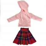 Talvised mustad top kapuutsid Sweetshirt Plisseeritud seelikud &Uuml;likonnariided Barbie-nuku r&otilde;ivad 1/6 BJD nukkudele Aksessuaarid heleroosa v&auml;rv/punane
