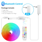 12V Fairy LED-ribavalgusti Bluetoothi ​​kaugjuhtimispuldiga 1-5M RGB neoonlampide lint Ambilighti dekoratiivvalgustuse jaoks EL v&otilde;i USA adapteriga 3M-EU Plug