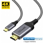 QGeeM USB C-HDMI-kaabel 4K C-t&uuml;&uuml;pi HDMI Thunderbolt3-muundur MacBooki jaoks Huawei Mate 30 USB-C HDMI-adapter C-t&uuml;&uuml;pi USB-HDMI-adapter 1.8M hall