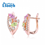 LSOOYH Clip K&otilde;rvar&otilde;ngad Roosa kullav&auml;rvi Moodne k&otilde;rvar&otilde;ngas Naistele Cubic Zirconia &Otilde;&otilde;nes geomeetria Stud K&otilde;rvar&otilde;ngad Ehted A