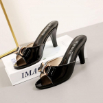 K&otilde;rge kontsaga sussid suvised Korea stiilis v&ouml;&ouml;rihmad Stiletto keskmise kontsaga naiste kingad 37 must