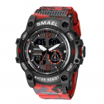 SMAEL s&otilde;jav&auml;e spordikellad meestele 50 m veekindlad digitaalsed LED meeste spordik&auml;ekellad 8007B kvarts digitaalne kaheajaline k&auml;ekell NO Package kollane/kamuflaaž