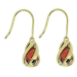 Les Tr&eacute;sors De Lily [K7168] - kullatud k&otilde;rvar&otilde;ngad  Linda  kuldpunased - 26x16 mm punane