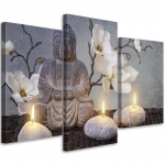 Kolmeosalise pildiga l&otilde;uendiprint Buddha Orchid Flowers Nature 60x40 hall v&auml;rv