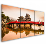 Kolmeosalise pildiga l&otilde;uendiprint Japan Bridge Trees Nature 60x40 beež