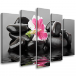 Viieosalise pildiga l&otilde;uendiprint Stones Flower Zen Spa 100x70 must