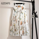 DX - uus Bohemian Chiffon poolpikk kleit kevadeks ja suveks Keskmise pikkusega k&otilde;rge v&ouml;&ouml;kohaga haldjas lilleline suur kiikseelik rannaseelik One size