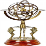 48,26 cm merev&auml;e messingist kera, graveeritud armillary antiikne vintage gloobus koos kompassiga