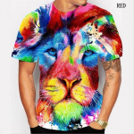 Meeste ja naiste mood s&auml;rk loomade grafiti tindiprinter l&uuml;hikeste varrukatega leopard l&otilde;vi tiiger 3d riietus loominguline hip hop l&uuml;hikeste varrukatega XXS parkkoor