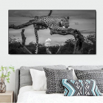 Loomad Mustvalge Metsik Leopard L&otilde;uend Maalimine Plakatid ja tr&uuml;kised Seinapildid Cuadros elutuba Kodukaunistus Ilma raamita 20cm&times;40cm NoFrame