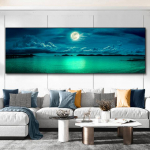 Meremaastik Panoraam Sinine taevas Pilv L&otilde;uend Maastikud Maastik Plakatid ja Prindid Seinakunstipildid Elutuba Kodukaunistus Ilma raamita 60cm&times;170cm NoFrame