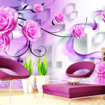 Moodne moodne tapeet 3D roosilillede seinamaalingud Magamistoa Elutoa Diivani Teleri Taustatapeet 330 cm(W) x 240 cm(H)