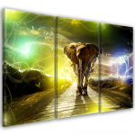 Kolmeosalise pildiga l&otilde;uenditr&uuml;kk Elephant Animal Road Storm 60x40 mitmev&auml;rviline