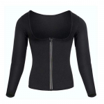 Naiste neopreenist pikkade varrukatega s&auml;rk Sauna v&ouml;&ouml;koha treenimis&uuml;likond Body Shaper Jacket Top T&otilde;mblukk S must