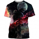 Tokyo Ghoul Ken Kaneki 3D prinditud Jaapani anime moe meeste T-s&auml;rk vabaaja tr&uuml;kitud top s&auml;rk XS must