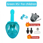 OLIKEI Full Face Laste sukeldumismask Uduvastane Lekkekindel sukeldumismask Veealused kaitseprillid Ohutu hingamisega ujumismask lastele roheline