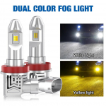 2tk Kolmev&auml;rviline auto H8 H11 LED udutule pirnid 60W 8000Lm H16JP kahev&auml;rviline l&uuml;liti Bright DRL lamp Plug&Play 6000K valge 3000K kollane 8000K sinine valge/kollane