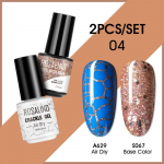 ROSALIND 2tk K&uuml;&uuml;negeel-lakk V&auml;rv Geel-k&uuml;&uuml;nelakk Crackle Geellakiga Praguneva K&uuml;&uuml;nelakiga Kiiresti kuivav Nail Art Geel