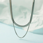 925 Sterling Silver Minimalistlikud kahekihilised pika karbiga ketiga kaelakeed naistele t&uuml;drukutele Statement peoehted Dz696 kuld