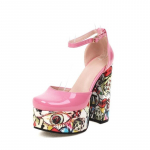 Naiste k&otilde;rged kontsad, seksikad naiste &uuml;lik&otilde;rge kontsaga sandaalid, graffitipandlaga, &uuml;lik&otilde;rged veekindlad platvormkingad 35 roosa