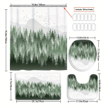 4 tk Forests and Mountains du&scaron;ikardinate komplektid vannitoa jaoks libisemiskindlad vannitoavaibad kaas WC kate vannimatt 4pcs-Full Set