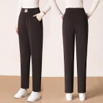 S&uuml;gistalvised naiste p&uuml;ksid Uus mood soliidne elastne k&otilde;rge v&ouml;&ouml;kohaga vabaaja p&uuml;ksid fliis soojad sirged p&uuml;ksid S must