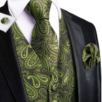 Hi-Tie Meeste Vest Siidist Paisley Lilleline Lips Taskur&auml;tik Mansetin&ouml;&ouml;bid KOMPLEKT Ametlik M