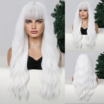 LOUIS FERRE Pikad lainelised valged s&uuml;nteetilised parukad valgetele naistele loomuliku lainega juustele koos tukkidega Cosplay igap&auml;evaseks kasutamiseks kuumakindel parukas