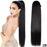 LISI HAIR s&uuml;nteetiline sirge must n&ouml;&ouml;riga hobusesaba pikendus pikk hobusesaba naistele. 70cm