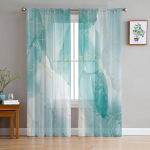 Marmor Aqua Green Gradient L&auml;bipaistev Voile Aken Kardinad T&uuml;llkardinad Elutoa R&otilde;du kaunistus kardinad 135W x 114H(cm)