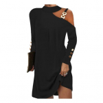 Naiste kleit &uuml;he &otilde;laga, pikkade varrukatega, soliidne plusssuurus, v&auml;rviline vaba p&auml;itsetega kael, seksikas pehme, hingav &uuml;le p&otilde;lve XL must