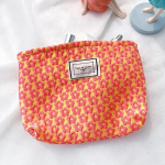 Moodne lihtne lilledega tr&uuml;kitud kosmeetikakott, suure mahutavusega reisimeigikott tualett-tarvete organiseerija meigikott kollane