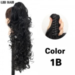 MERISIHAIR s&uuml;nteetiline pika lokkis k&uuml;&uuml;nisega klambriga hobusesaba juuksepikendus, must hobusesaba pikendus naistele ponisaba juuksel&otilde;ik 50cm