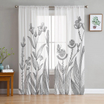 Lilled Erksad v&auml;rvid K&auml;sitsi maalitud l&auml;bipaistvad kardinad elutuppa Moodne Voile kardin Magamistoa T&uuml;llkardinad Aknakatted W135 x H160cm