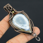 Natural Owyhee Opal Gemstone Handmade Copper Wire Wrap Pendant 2.25 d3u16