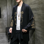 Moodne kost&uuml;&uuml;mitikandid Hanfu meeste hiina stiilis linane hommikumantel kardigan jope Suur kimono iidne mantel meestele XXXXXL must