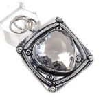 Natural White Topaz Gemstone Handmade 925 Sterling Silver Pendant 1.89 z3l10