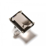 Looduslik suitsune topaas v&auml;&auml;riskivist k&auml;sitsi valmistatud 925 h&otilde;bedane s&otilde;rmus, suurus 7 v3C07