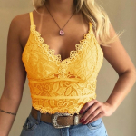 Naiste Plus Size Vest Crop Wireless rinnahoidja pesu Seksikas V-kaelusega aluspesu Camisole XL kollane