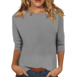 Naiste vabaaja T-s&auml;rk O-kaelusega varrukatega pullover Topid &Uuml;hev&auml;rvilised Slim Fit Tunika Topid Veniv T-s&auml;rk T&auml;navar&otilde;ivad S hall