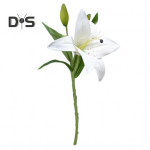 Kunstliilia oks varrega roheliste lehtedega Kodu pulmapidu Kunstlillede lilleseade siseruumides v&auml;liaia kaunistus fotorekvisiidid kollane