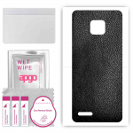 apgo kaitsev nahakleebis seljale, mis &uuml;hildub Ulefone Note 7-ga, &uuml;mbriskile, foolium, vin&uuml;&uuml;l &ndash; mustriga must nahk