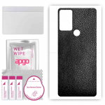 apgo Protective Skin Sticker for the back compatible with TCL 30 SE, Wrap Film, Foil, Vinyl - Pattern Black Leather