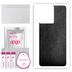 apgo Protective Skin Sticker for the back compatible with OnePlus 10R 5G, Wrap Film, Foil, Vinyl - Pattern Black Leather